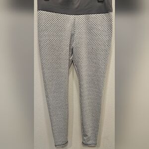 Gray and White Stretch/Fitted Leggings